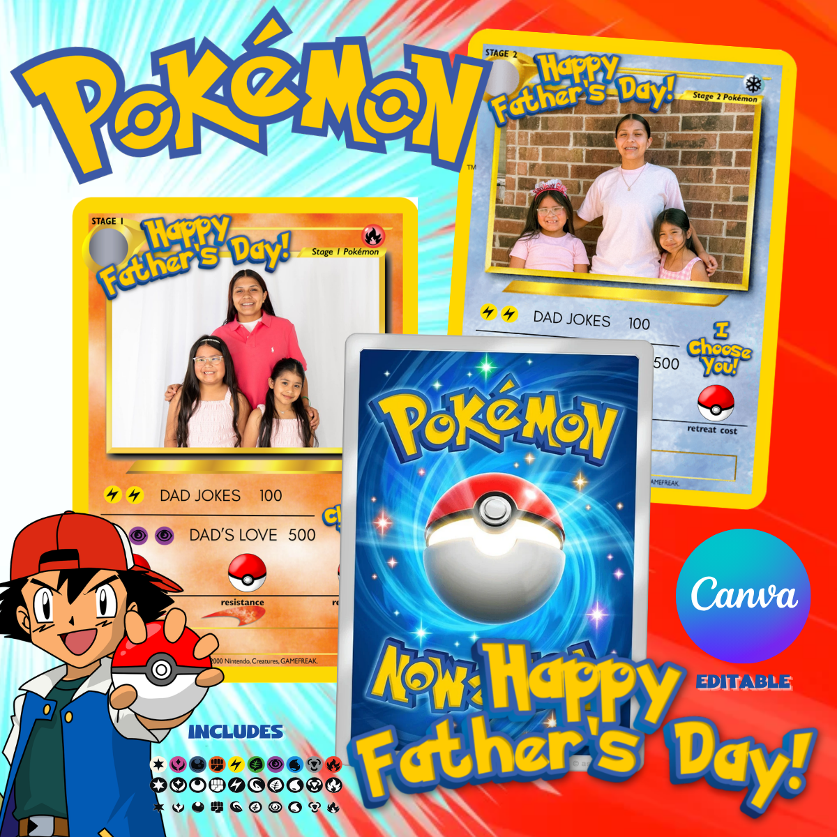 EDITABLE Pokémon card digital file!