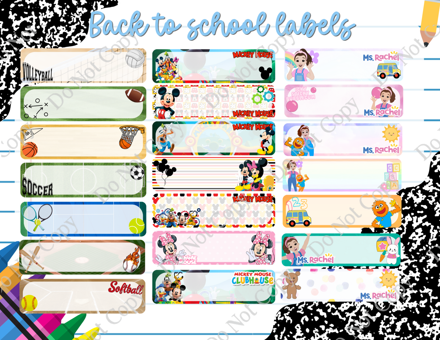 Back to School Labels