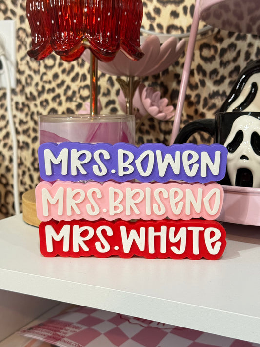 Teacher desk name