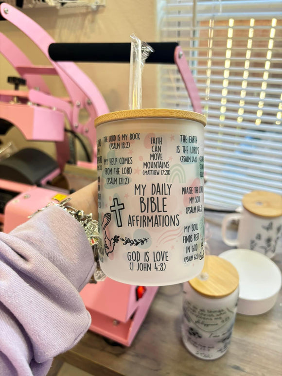 Bible affirmation glass mug 💓