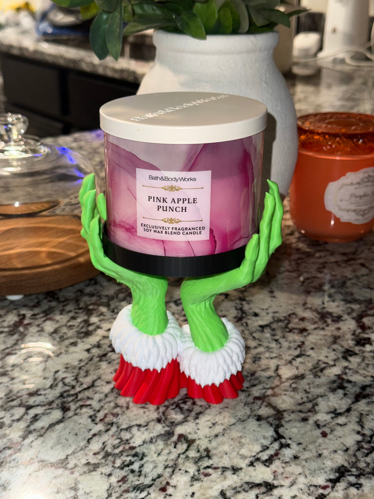 Green hands candle holder