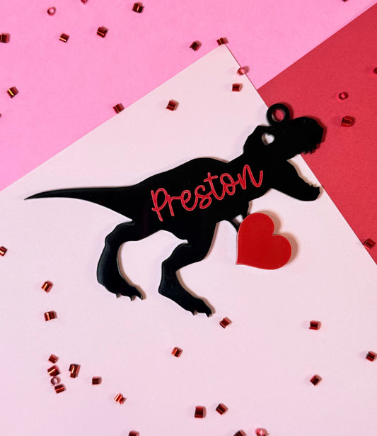 Dino heart name tags