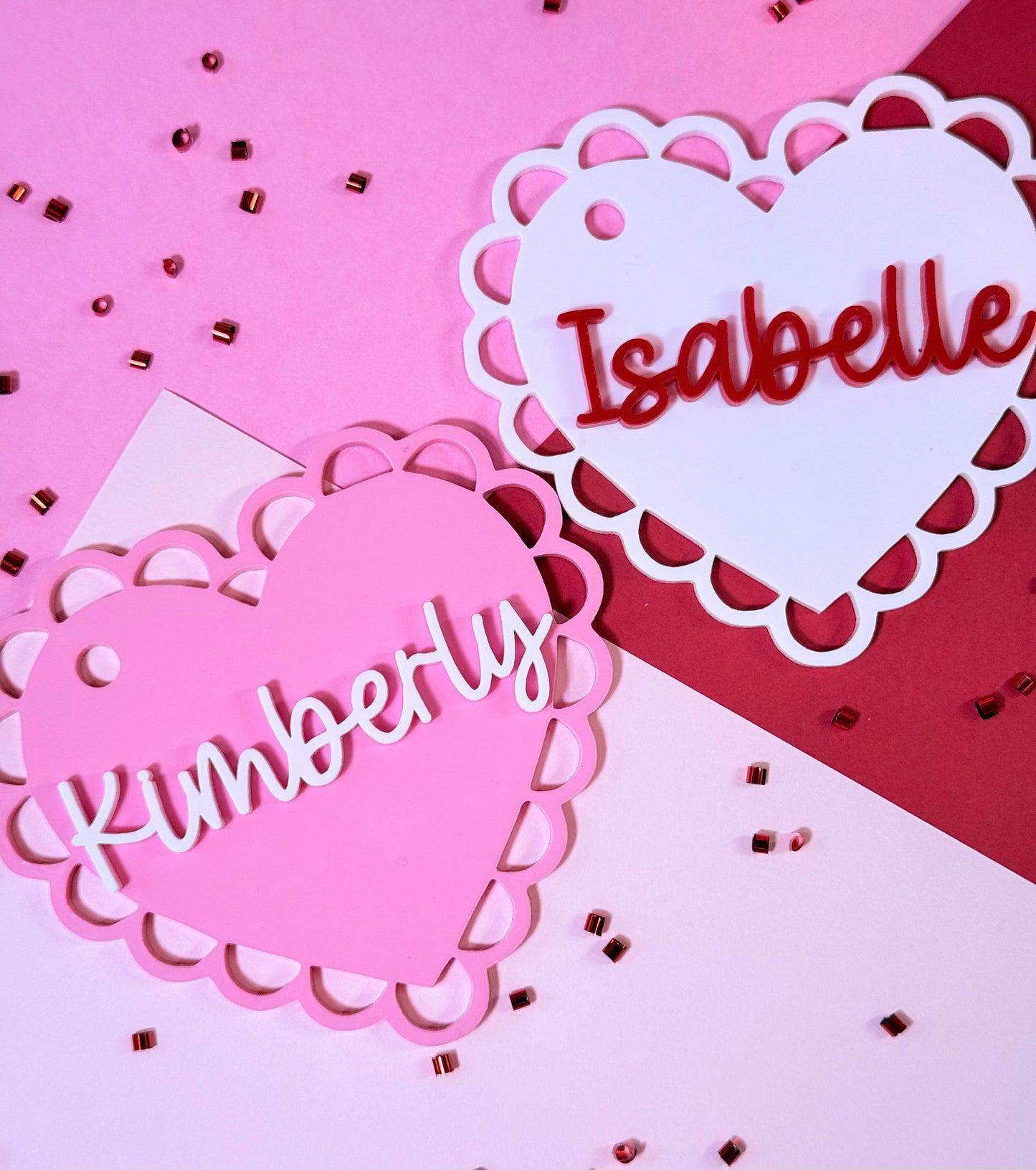 Valentine heart name tags