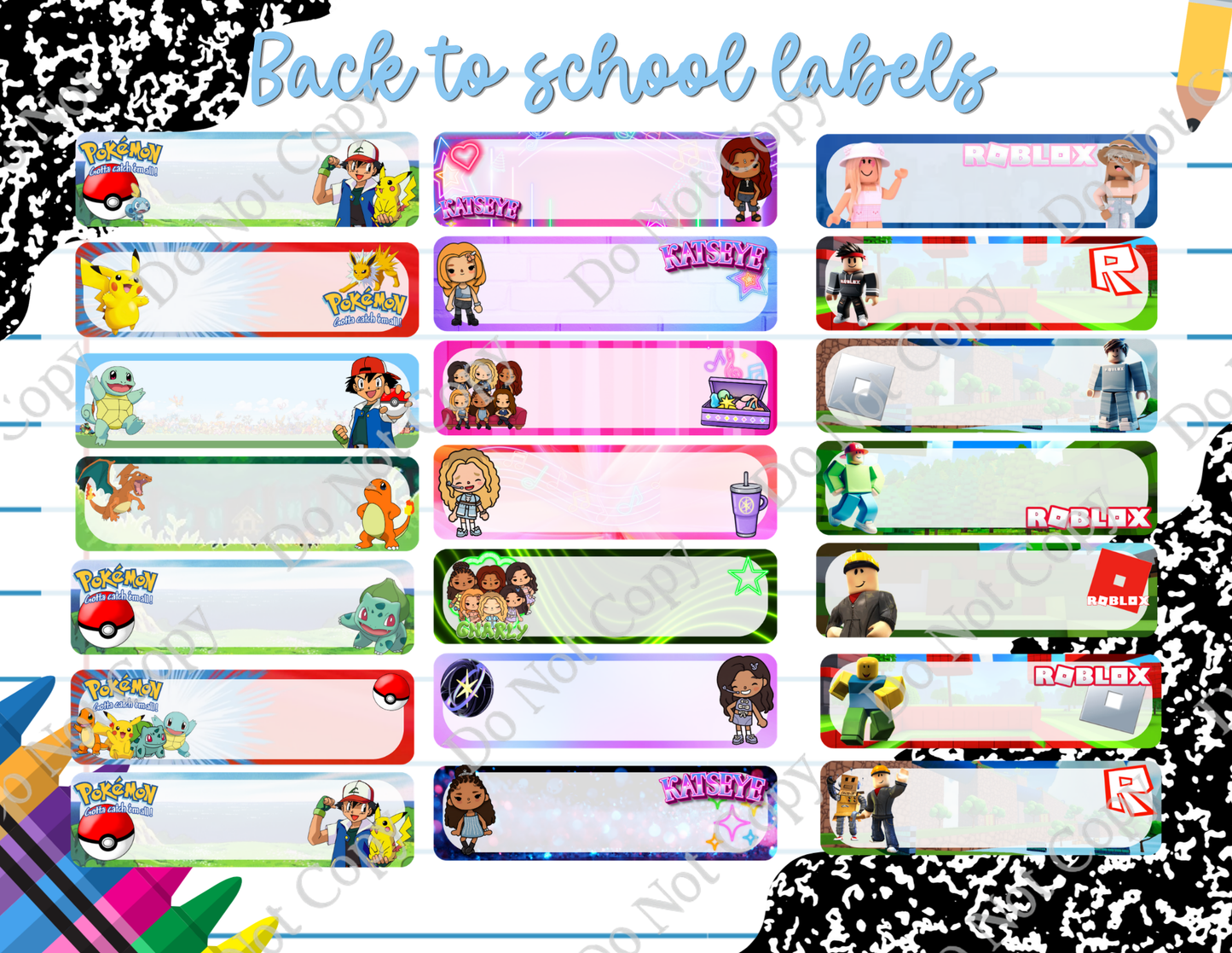Back to School Labels